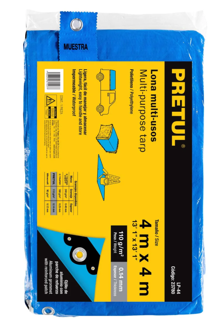 Lona Azul 4 X 4Mts Lp-44 Pretul