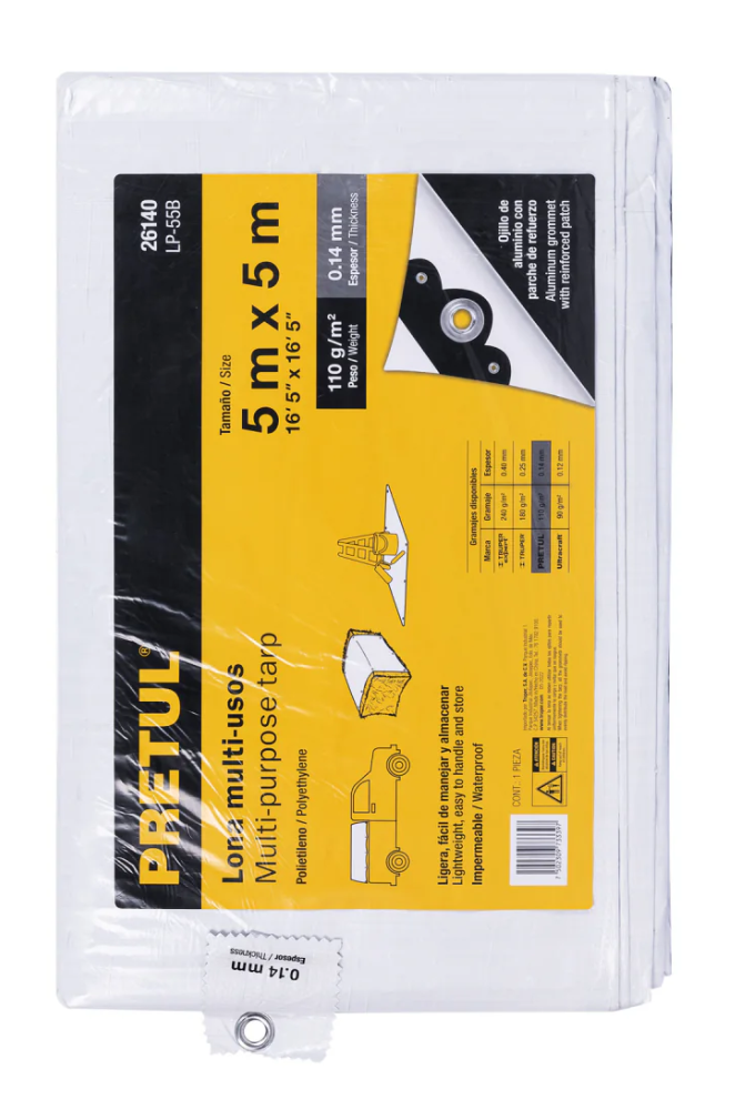 Lona Blanca 5 x 5 Metros Lp-55B Pretul