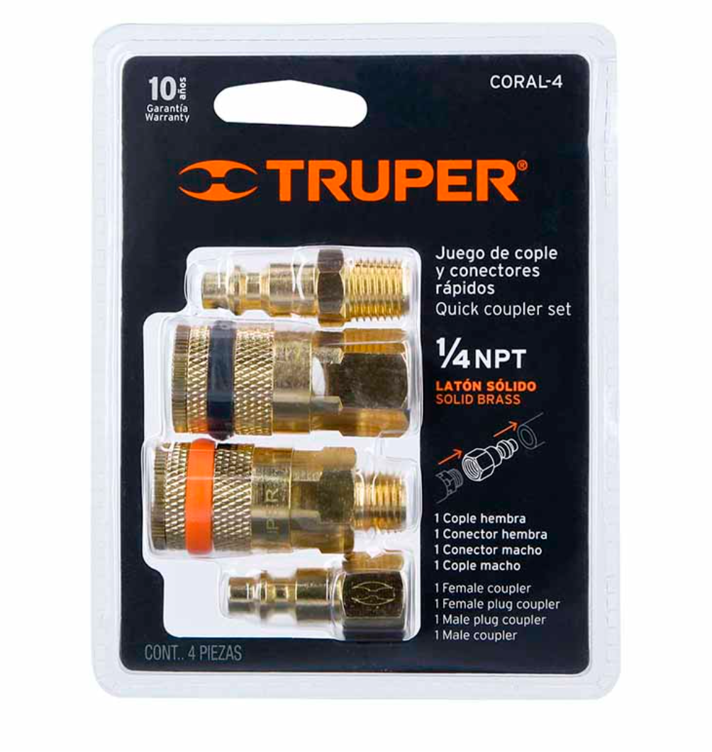Coples Rápidos Para Aire 4Pzas Coral-4 Truper