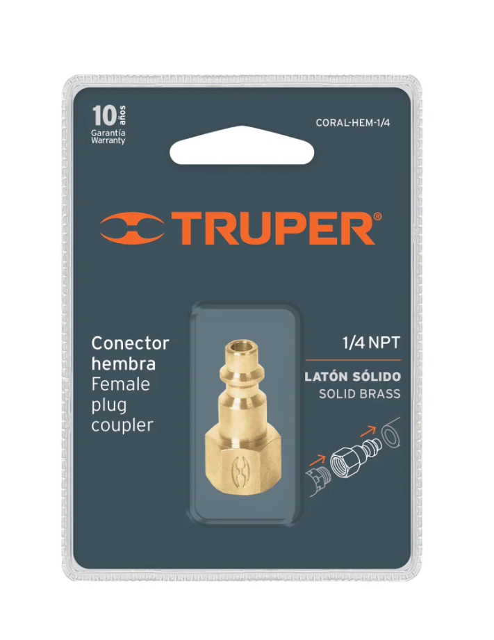 Conector hembra T/Milton 1/4"Coral-Ma-1/4 Truper