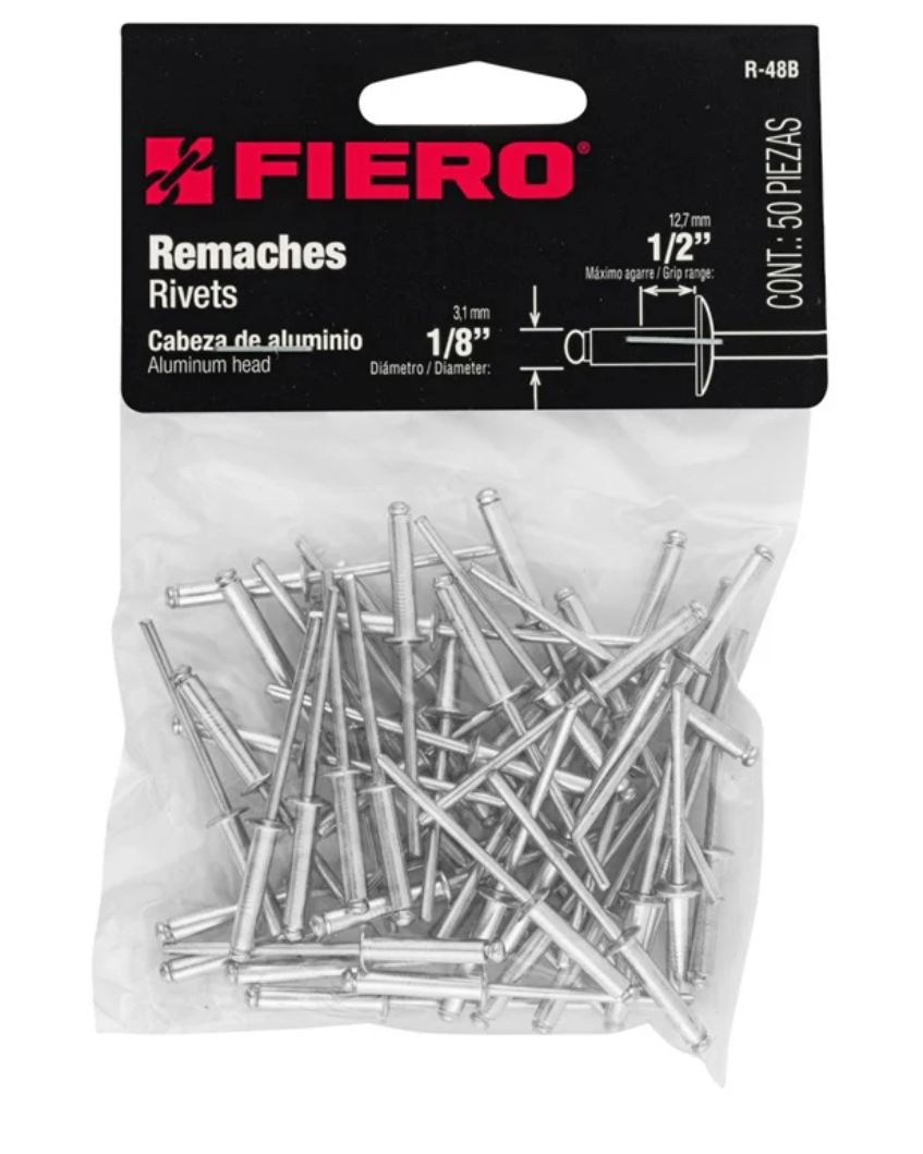 Remaches De Aluminio 1/8 X 1/2 R-48B 50Pz Fiero