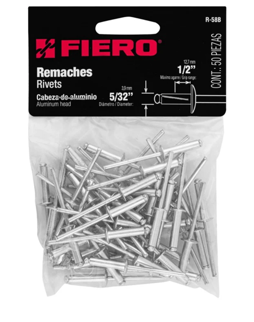 Remaches De Aluminio 5/32" R-58B 50Pz Fiero
