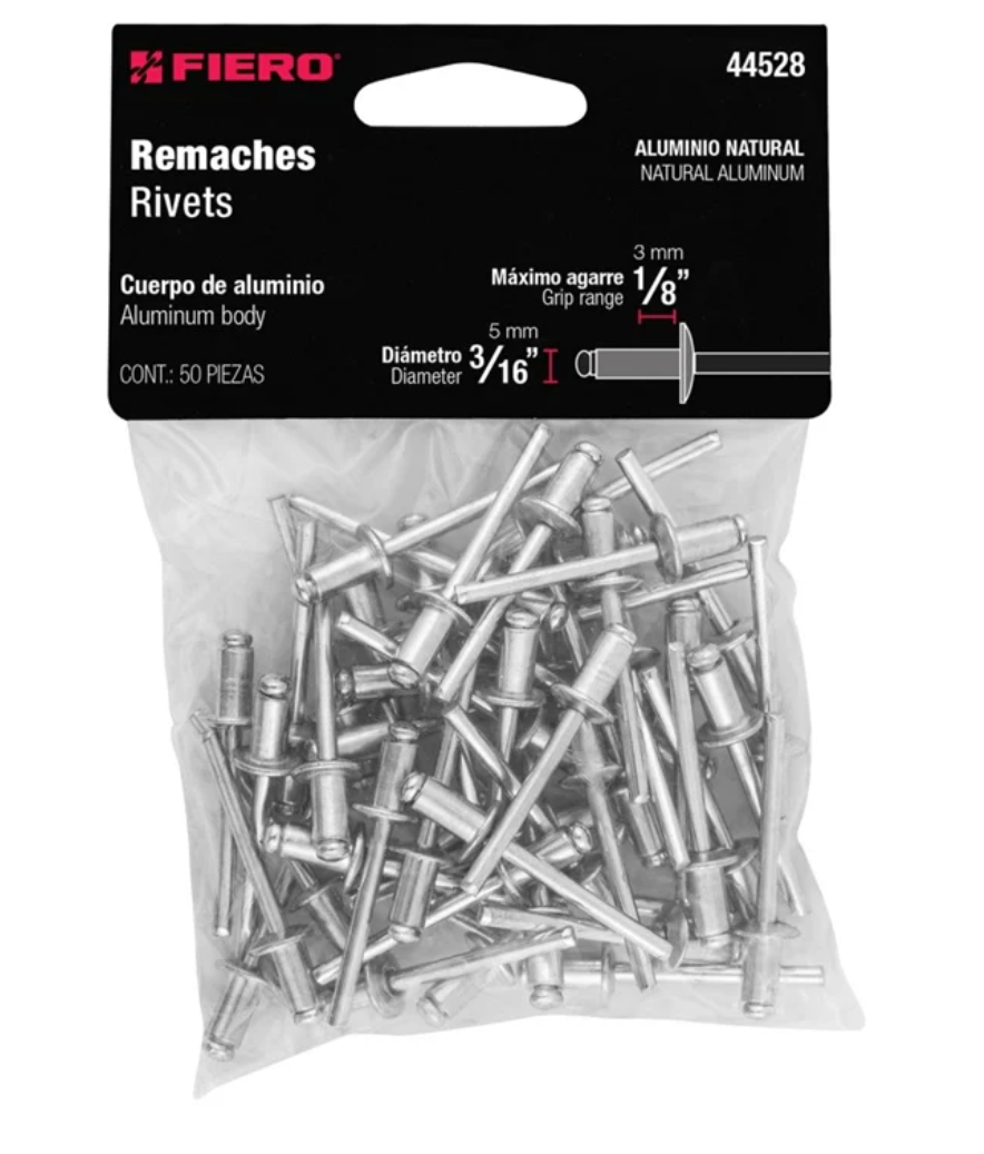 Remaches De Aluminio 3/16" R-62B 50 Piezas Fiero