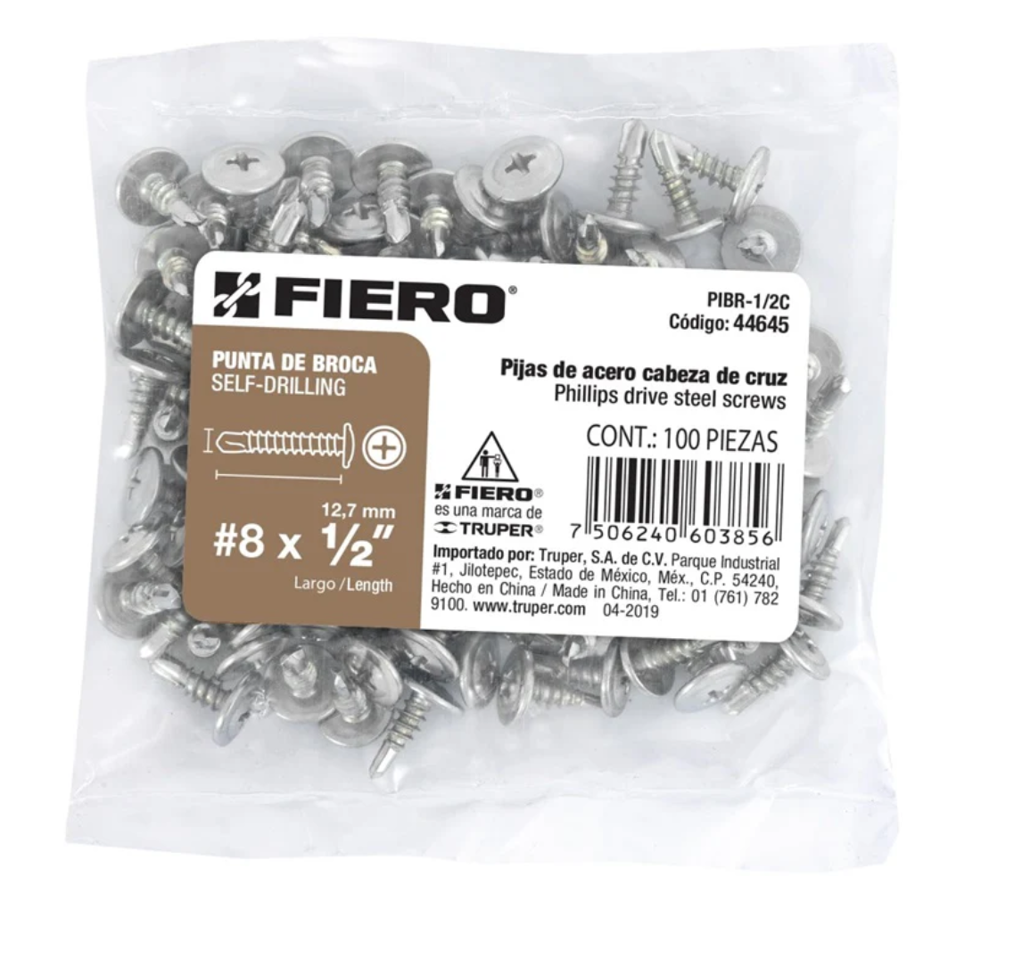 Pija Punta Broca 1/2" Con Cruz Pibr-1/2C Fiero 100 Piezas