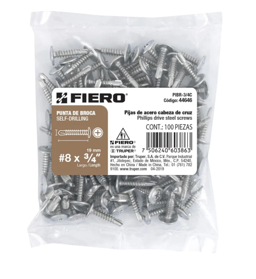 Pija Punta Broca 3/4" C/Cruz Pibr-3/4C Fiero 100 Piezas
