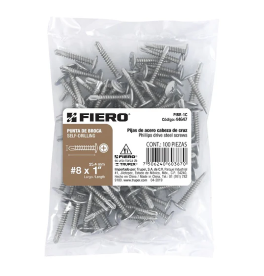 Pija Punta Broca 1" C/Cruz Pibr-1C Fiero 100 Piezas