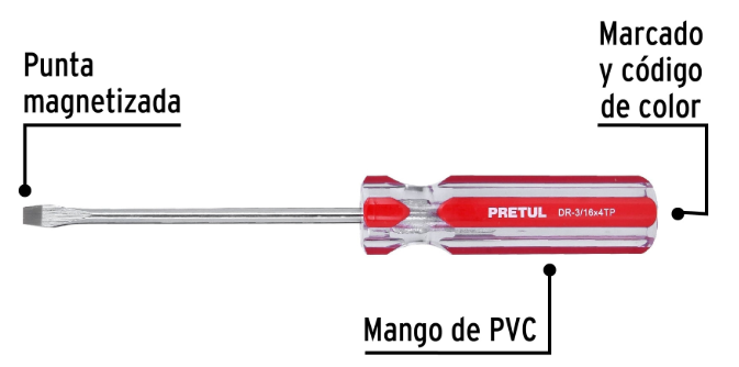 Desarmador plano 3/16 x 4"