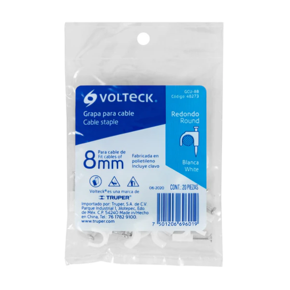 Grapa Curva Cable 8Mm