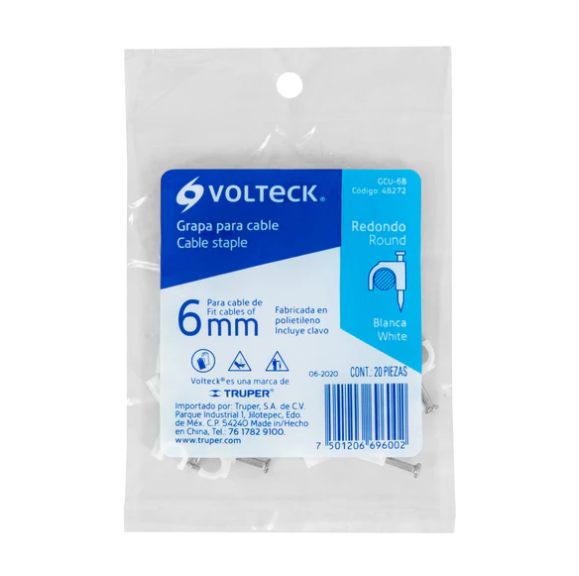 Grapa Curva Para Cable 6mm
