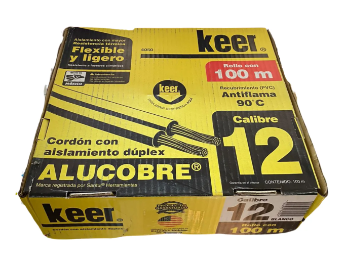 Caja Cable Eléctrico Calibre 12 Dúplex Keer