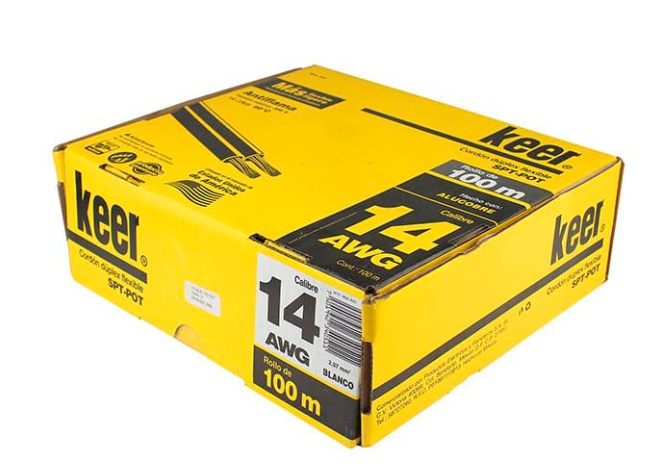 Caja Cable Eléctrico Calibre 14 Dúplex Keer